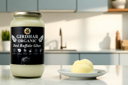 Girdhar Organic Buffalo Ghee 1 Litre – Vedic Bilona Method | Made from Pure Buffalo Milk in Clay Pot (Mitti ki Handi)