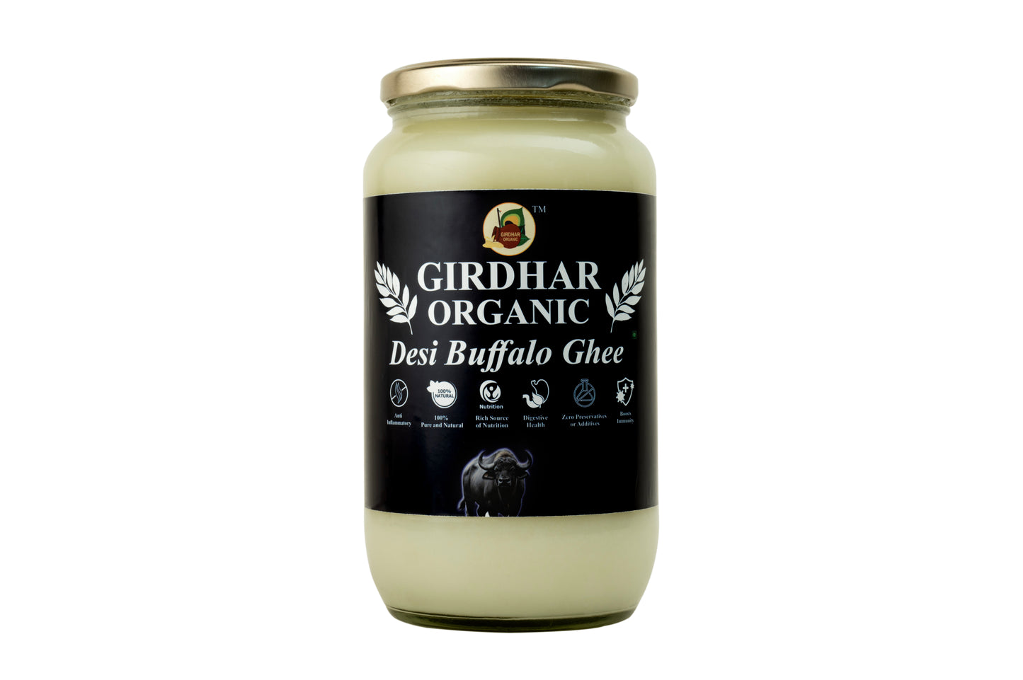 Girdhar Organic Buffalo Ghee 1 Litre – Vedic Bilona Method | Made from Pure Buffalo Milk in Clay Pot (Mitti ki Handi)