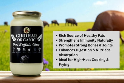 Girdhar Organic Buffalo Ghee 1 Litre – Vedic Bilona Method | Made from Pure Buffalo Milk in Clay Pot (Mitti ki Handi)